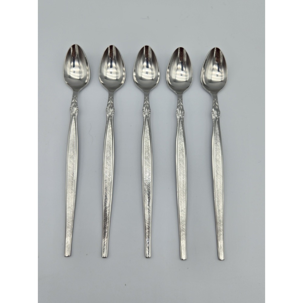 Eldan PEERESS 5  Iced Tea Spoons Stainless Textured Handle VTG Japan 7 5/8"